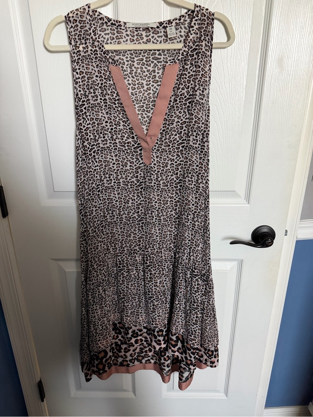 Scotch & Soda Leopard Print Dress Cover Up Sheer XS Boho High low - Picture 3 of 5